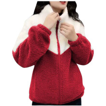 Womens Jacket Colored Thickened Lamb Fleece Long Sleeve Mid Length Overcoat Warm Topcoat