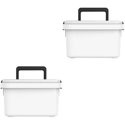 2Pcs White Portable Medicine Case Plastic Multi-Layer Storage for Home 2