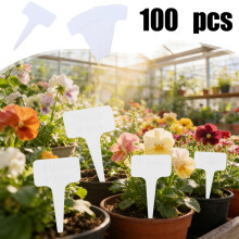 Karymi T-Type Herb Labels, Waterproof Plastic Garden Tags, 100pcs – Compatible with Outdoor Use