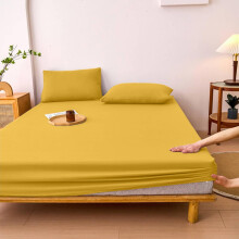 Drap-housse à poches profondes – Antidérapant, coins élastiques, tissu doux et respirant, jaune, compatible avec les lits simples et doubles