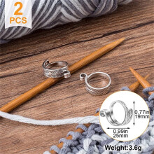 2 anillos de ganchillo ajustables para tejer, anillo de tensión para hilo, anillo guía para tejer, accesorios de ganchillo, color plata.