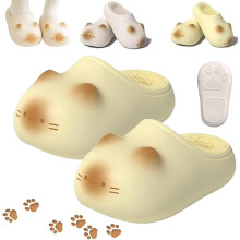Pantoufles rehaussantes à motifs de pattes de chat, chaussures d'intérieur en polaire douce et moelleuse avec semelle antidérapante pour femmes et