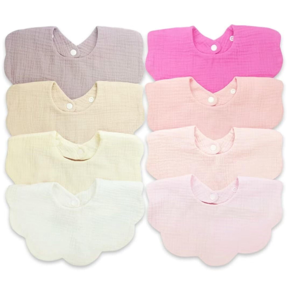 8-Pack Super Absorbent 4-Layer Muslin Baby Bibs for Infants & Toddlers, Teething & Drooling – Compatible with All Babies