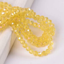 Lote de 200 cuentas sueltas de cristal esférico facetado redondo de 3 mm para manualidades - Amarillo AB