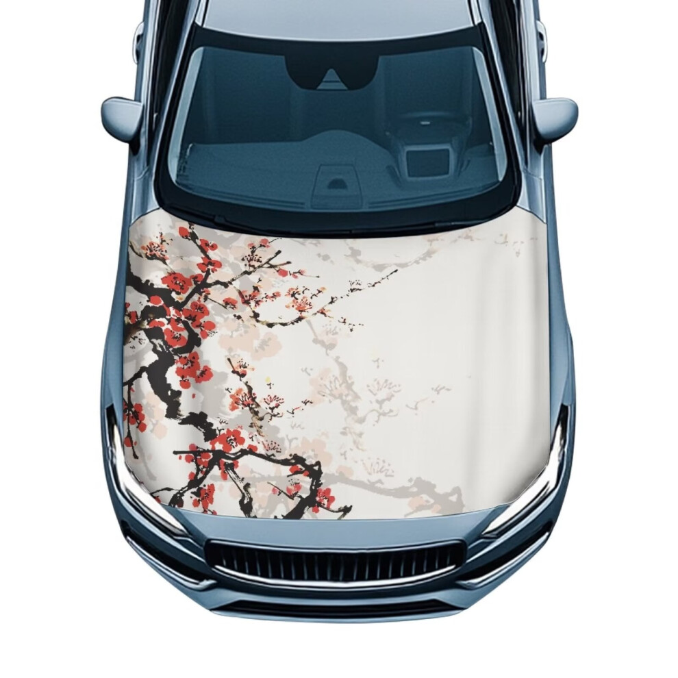 Plum Flower Car Hood Cover Removable Washable Hood Covers Car Hood Cover Protector Premium Sublimation Hood Wrap Blanket For Trucks, Car, Suv, Or Van 9165521795062