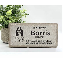 Basset Hound Memorial Stone - Real Stone Personalized by$$Garden &