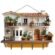 Ganci da parete decorativi per chiavi in stile rustico in legno, organizer per ingresso, soggiorno, corridoio e ripostiglio resistente.