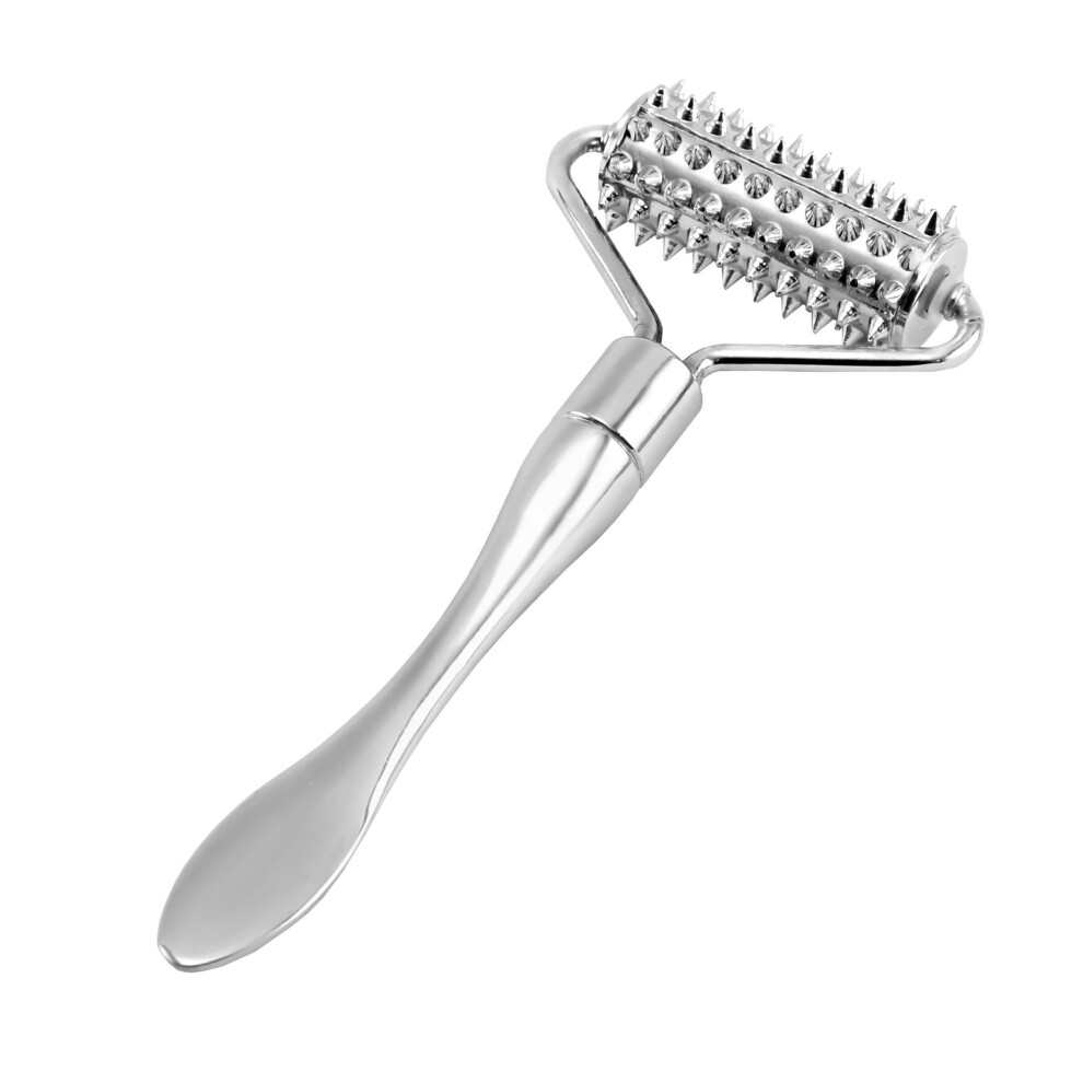 Silver Handheld Acupuncture Roller, Manual Massage Tool For Neck Arm Leg Foot,