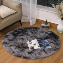 (Grey Tie Dye (Round Rug), 120 x 120 (Round Rug)) Fluffy Shaggy Area Rugs for Living Room, Modern Super Soft Pile Fluffy Bedside Rugs Floor