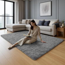 (Grey, 50 x 80cm) Fluffy Shaggy Area Rugs for Living Room, Modern Super Soft Pile Fluffy Bedside Rugs Floor