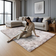 (Tie Dye Light Grey, 200 x 290cm) Fluffy Shaggy Area Rugs for Living Room, Modern Super Soft Pile Fluffy Bedside Rugs Floor