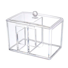 Distributeur de cotons avec couvercle, en acrylique transparent, rond, 4 emplacements, NEUF