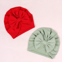 2 Pcs Soft Turban Hats with Bow Donut Nursery Caps Beanies Bonnets for Baby Girls Newborns Infants Toddlers