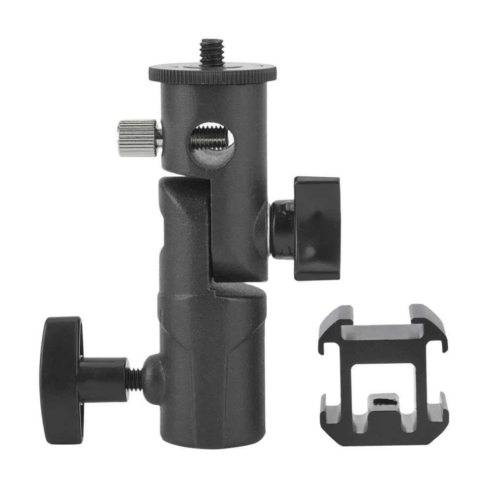 Universal Flash Bracket Camera Flash Speedlite Mount Adjustable Height Swivel Stand Bracket With Umbrella Holder Metal Cold Shoe Mount Sturdy Light 9448483170406