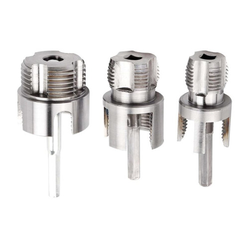 3 Pcs Internal & External Pipe Threading Tool, 1/2" 3/4" 1" PVC Plastic Pipe Thread Cutter Set Threader Kit
