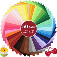 50 Pack Stiff Fabric Sheets 8x12 Inches Assorted Colors for DIY Crafts Patchwork Sewing Decoration