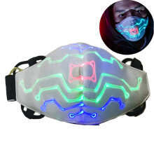 LED Light Up Face Mask with Gesture Control, Colorful Glow Costume Accessory Rechargeable Eco Friendly for Halloween Carnival Club Party Kids Adults