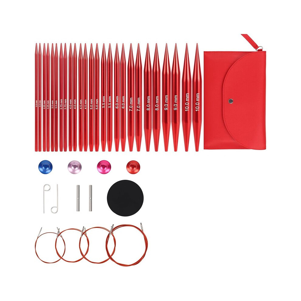 Interchangeable Circular Knitting Needles Set, Aluminum 3.0Mm-10.0Mm With Case For Crafting 4712984478138