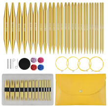 Set med Utbytbara Rundstickor, 13 Par (3 mm-10 mm) US 2,5-15 med 16, 24, 32, 40 Tums Kablar, Tillbehör