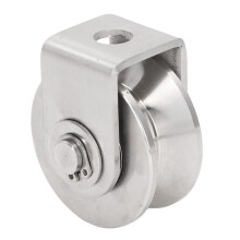 Silent Bearing V Groove Pulley Wheel Stainless Steel Heavy Load Capacity Corrosion Resistant Rope Roller for Industrial Carts Shelves Containers