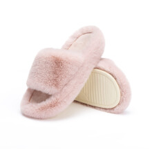 Pantuflas de mujer con espuma viscoelástica, forro de felpa suave y piel sintética, suela antideslizante, color beige, tallas 6.5–8.