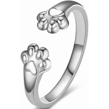 Edelstahlring, verstellbare Größe, Katzen- und Hundepfoten-Motiv, Statement-Ring für Feiertage, Partys, Hochzeiten