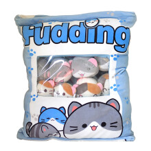 Removable Cat Plush Snack Pillow Stuffed Animal Toy for Kids