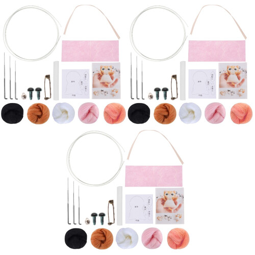 3Pièces Ensemble Broche Chat Feutre Laine Artisanat DIY 2
