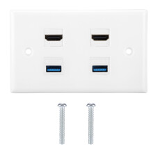 Placă de perete HDMI și USB 3.0 cu panou modular Keystone, compatibil cu 4K UHD, cu instalare rapidă și ușoară și mufe detașabile, calitate