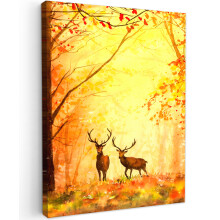 Framed Canvas Wall Art 24"x31" Autumn deers Canvas painting for Livingroom Bedroom
