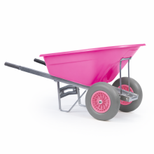 KCT 160L Wheelbarrow Pink Plastic Heavy Duty Garden Barrow 2 Twin Wheel Puncture Proof Solid Tyre Large Builder Equestrian Stable Yard Big Horse