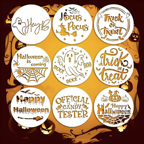 9 τεμάχια στένσιλ για το Halloween, στένσιλ για ζωγραφική, στένσιλ για χειροτεχνίες