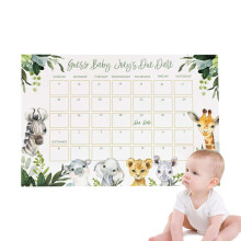 Rolig kalender med förlossningsdatum och duschspel – Minnesskylt för födelsedatum (kompatibel med babyshowers)