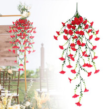 Guirlande artificielle de liserons et de violettes (77 x 20 cm), décoration printanière extérieure pour arche de mariage, jardin et décoration
