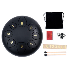 Tambour Ă languettes en acier Vecoauto de 15 cm (6 pouces), tambour Ă disque, tambour noir, instrument de percussion, instrument de musique