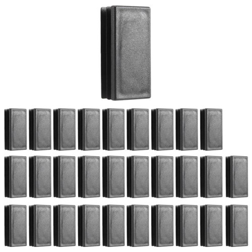 Plastic Rectangle Blanking End Tube Caps Inserts 25x50mm 30pcs Black 1