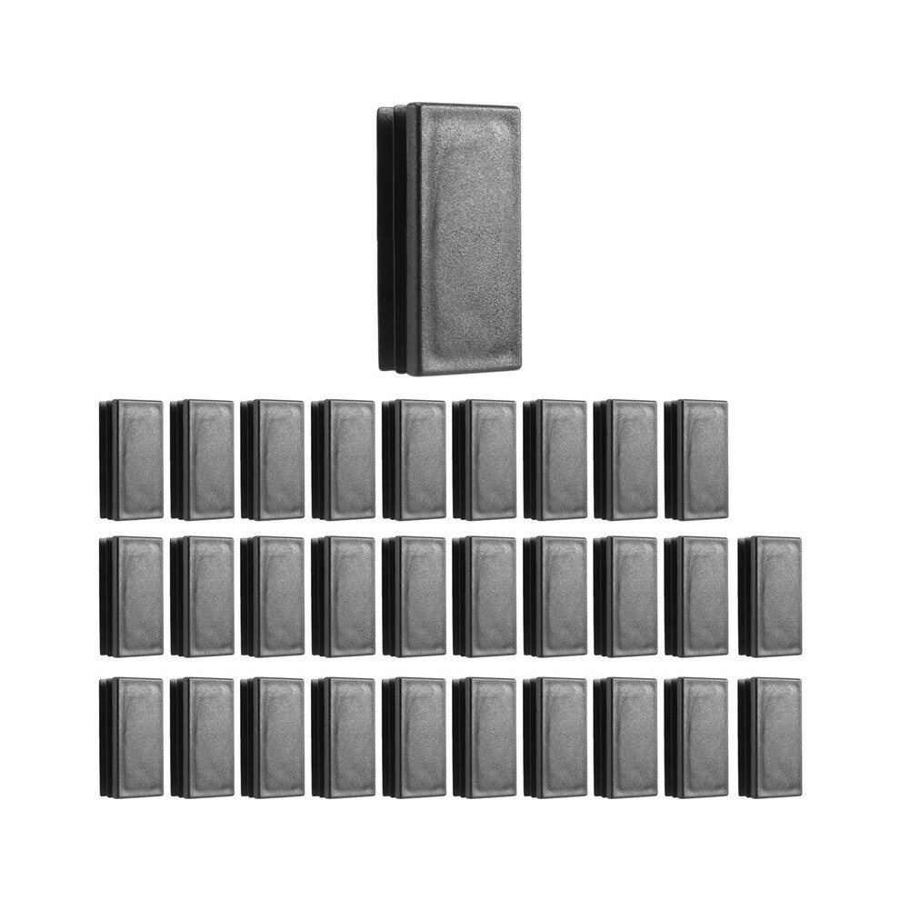 Plastic Rectangle Blanking End Tube Caps Inserts 25X50mm 30Pcs Black 6031504951271