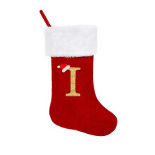Chaussettes de Noël rouges monogrammées de 50 cm, chaussettes monogrammées ultra douces et larges, chaussettes à lettres rouges pour les fêtes