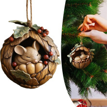 Acryl dieren wanddecoratie – Gezellige kerstboomversiering, rustieke woondecoratie met natuurthema voor dierenliefhebbers, geschikt voor standaard