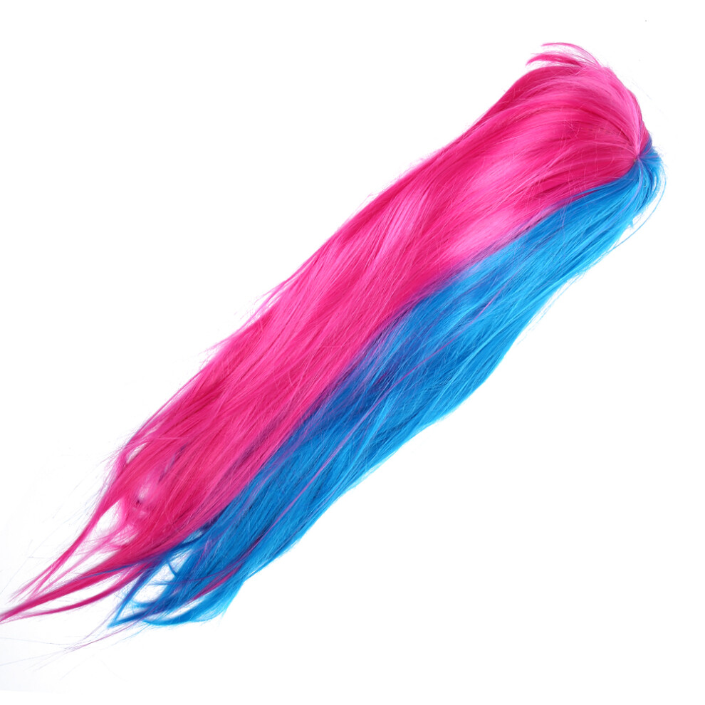 Unisex Blue Long Straight Wig Full Bangs Rose Synthetic