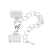 10 Set Leather Ribbon Cord Rope End Crimps Crimps Kit Jewelry Making Findings-Silver-16mm