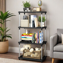 Storage Shelving Heavy Duty 4-Tier Utility Shelving Unit Plastic Organizer Wire Rack for Home Kitchen Office - Black 8.6 D x 15.7 W x 31.4 H