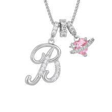 Bunte Rosenherz-Buchstabenkette, personalisiertes Schmuckgeschenk zum Jahrestag, individuelle Initialen-Anhängerkette für Damen zum Valentinstag