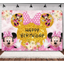 Bannière de fond sur le thème de Minnie Cartoon pour anniversaire, décoration de fête d'enfants, accessoire photo, 70,8 x 43,3 pouces.