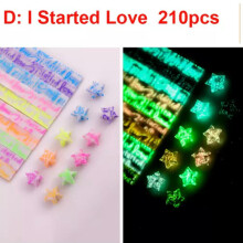 210 Strips Folding Origami Luminous Lucky Wish Star Paper Glows in the Dark-D: I Started Love