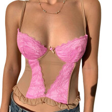 Débardeur coupe décontractée pour femme, crop top léger sans manches à ourlet volanté et coloris uni, idéal pour le printemps, l'été et