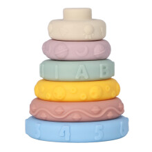 Brinquedo de empilhar para bebês, que estimula o desenvolvimento da coordenação motora fina e promove a aprendizagem da dentição. Ideal para