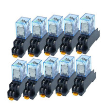 10Pc MY4NJ 14PIN 4DPDT Electronic  Electromagnetic Relay 5A Coil with PYF14A Socket Base AC 220V