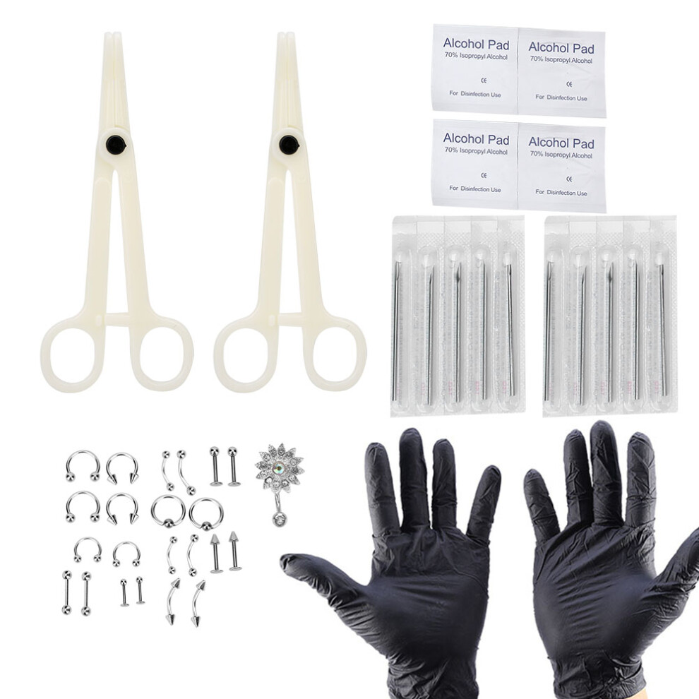 Disposable Piercing Clamps with Auto Locking Alligator Teeth, High Strength PVC Piercing Tools for Nose Ear Tongue Septum Lip Navel Piercing