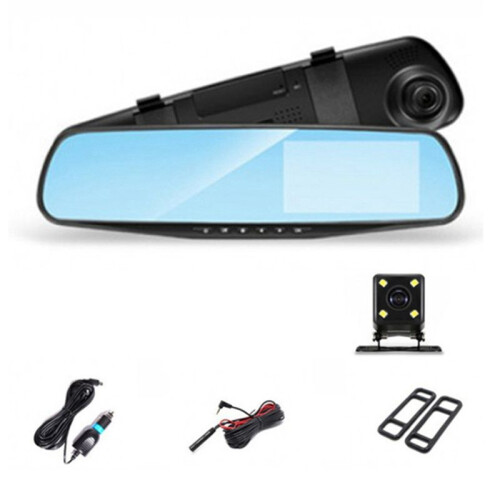 Espelho Retrovisor de Carro de 4,3 Polegadas, Gravador de VíDeo, Câmera de Painel de Lente Dupla 1080 P IPS, Câmera Frontal e Traseira, Câmera de